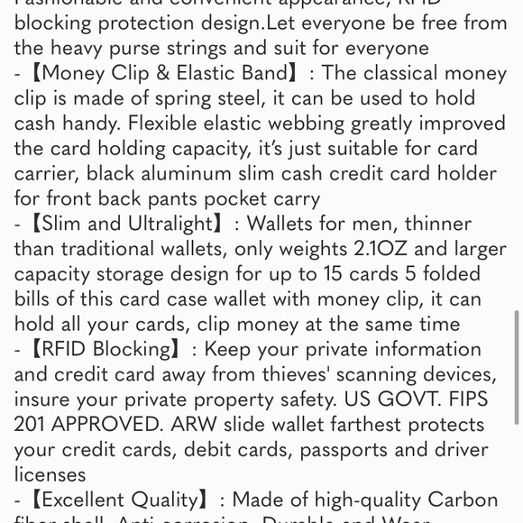 Minimalist Wallet for Men, ARW Metal Money Clip Wallet, RFID Blocking Aluminum - Picture 7 of 7